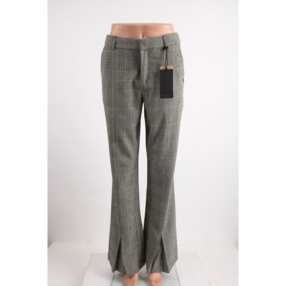 Scotch & Soda Womens Flared Pants XS Black white Houndstooth Plaid NWT